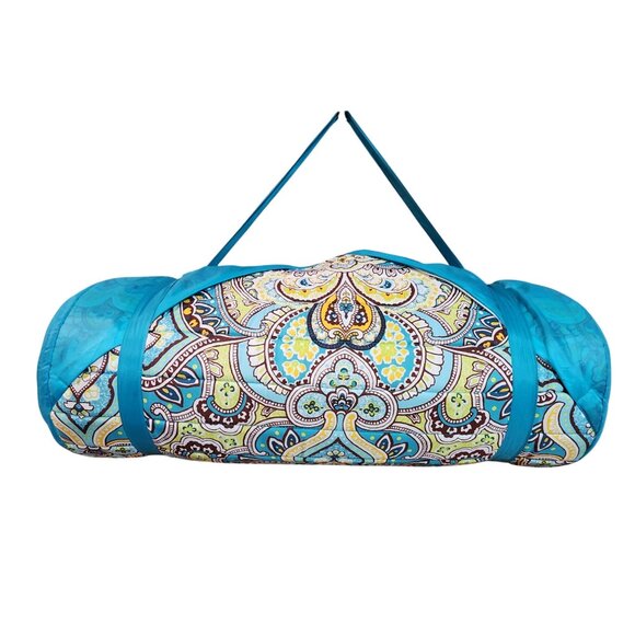 Laura Ashley Yoga Beach Camping Seaside Padded Mat Green Paisley - Picture 1 of 4